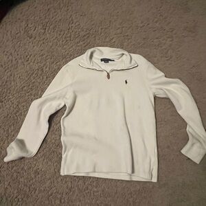 Polo by Ralph Lauren White Zip Up Sweater with High Collar